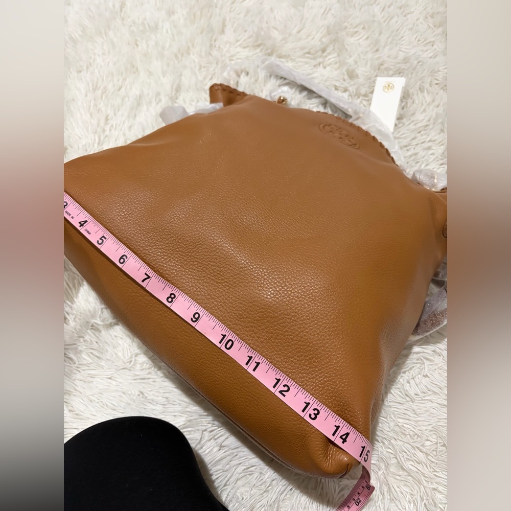 Tory Burch Marion Bark Brown Pebbled Leather  Bag - NWT - Picture 14 of 15